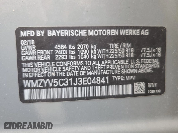 2018 MINI Countryman Cooper with VIN WMZYV5C31J3E04841, listed as a Copart auction lot 73400944 with 28,854 mi miles and Salvage Title. Bid and sale history available at carsss.com. Image 12.