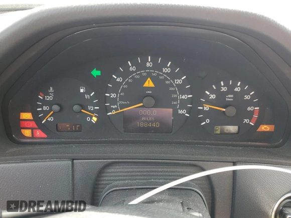 2002 Mercedes-Benz E-Class with VIN WDBJF82JX2X064384, listed as a Copart auction lot 53058325 with 188,440 mi miles and Salvage Title. Bid and sale history available at carsss.com. Image 9.