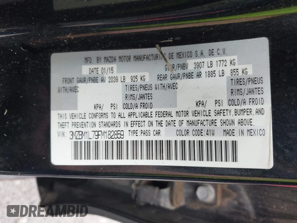 2015 Mazda 3 i Touring with VIN 3MZBM1L79FM182859, listed as a IAAI auction lot 40402492 with 103,782 mi miles and . Bid and sale history available at DreamBid. Image 9.
