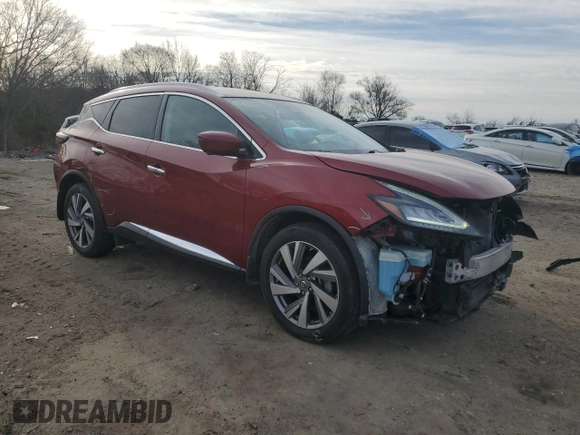2019 Nissan Murano SL with VIN 5N1AZ2MS6KN116807, listed as a Copart auction lot 45186695 with 24,280 mi miles and Salvage Title. Bid and sale history available at DreamBid. Image 4.