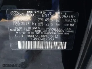 2023 Hyundai Sonata Hybrid Limited with VIN KMHL54JJ8PA075462, listed as a IAAI auction lot 41756115 with 8,599 mi miles. Bid and sale history available at carsss.com. Image 9.