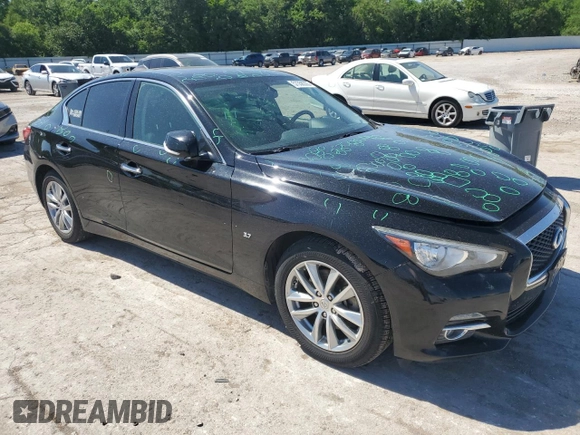2015 Infiniti Q50 Premium with VIN JN1BV7AR9FM394070, listed as a Copart auction lot 57358335 with 71,982 mi miles and Salvage title. Bid and sale history available at DreamBid. Image 4.