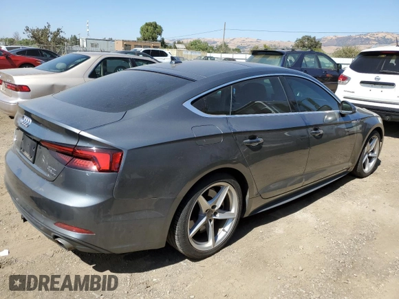 2018 Audi A5 Sportback Premium with VIN WAUDNCF51JA130255, listed as a Copart auction lot 69116454 with 58,292 mi miles and Salvage Title. Bid and sale history available at carsss.com. Image 3.