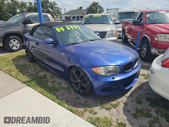 2009 BMW 1 Series 135i with VIN WBAUN93569VK41024, listed as a Copart auction lot 55591965 with 127,205 mi miles and Clean Title. Bid and sale history available at DreamBid. Image 1.