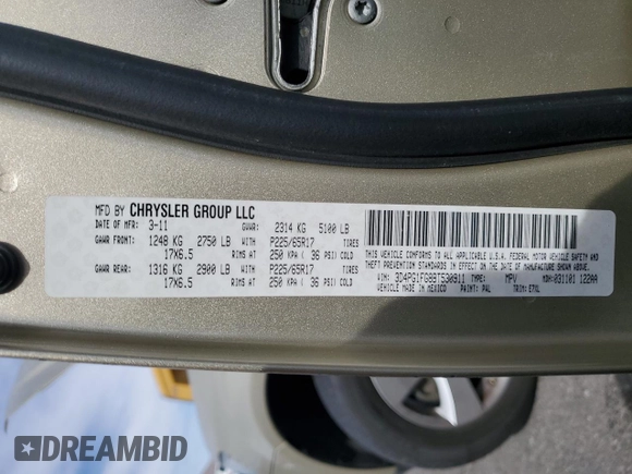2011 Dodge Journey Mainstreet with VIN 3D4PG1FG8BT530911, listed as a Copart auction lot 50267185 with 181,427 mi miles and Salvage Title. Bid and sale history available at carsss.com. Image 13.