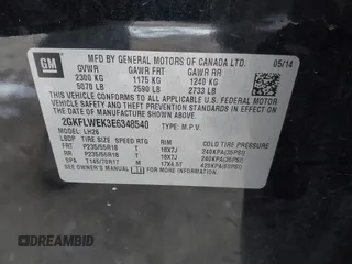 2014 GMC Terrain SLE с VIN 2GKFLWEK3E6348540, выставлен на аукционе IAAI как лот 41242849 с пробегом 73 557 миль миль и . История ставок и продаж доступна на DreamBid. Изображение 9.