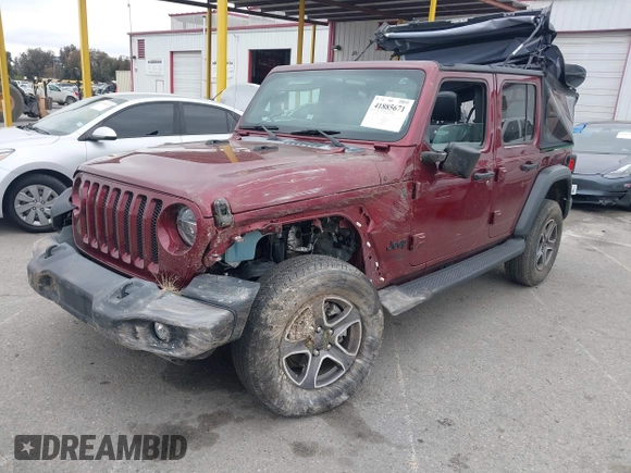 2021 Jeep Wrangler Unlimited Willys with VIN 1C4HJXDN5MW840857, listed as a IAAI auction lot 41885671 with 19,709 mi miles and . Bid and sale history available at DreamBid. Image 2.