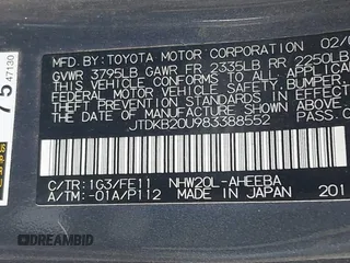 2008 Toyota Prius with VIN JTDKB20U983388552, listed as a IAAI auction lot 42267615 with 190,074 mi miles and . Bid and sale history available at DreamBid. Image 9.