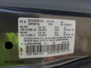 2004 Chrysler Town & Country Touring with VIN 2C4GP54L04R534395, listed as a IAAI auction lot 42182506 with 195,611 mi miles and . Bid and sale history available at DreamBid. Image 9.