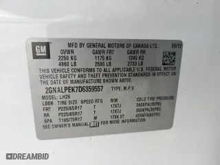 2013 Chevrolet Equinox LT with VIN 2GNALPEK7D6359557, listed as a Copart auction lot 52957895 with 190,560 mi miles and Clean Title. Bid and sale history available at carsss.com. Image 13.