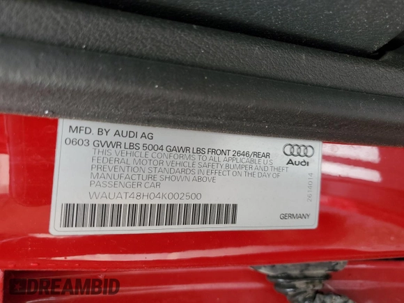 2004 Audi A4 3.0L with VIN WAUAT48H04K002500, listed as a Copart auction lot 67114134 with 128,778 mi miles and Salvage Title. Bid and sale history available at carsss.com. Image 13.