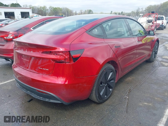 2025 Tesla Model 3 Long Range with VIN 5YJ3E1EB9SF928781, listed as a IAAI auction lot 41870681 with 261 mi miles and . Bid and sale history available at DreamBid. Image 4.