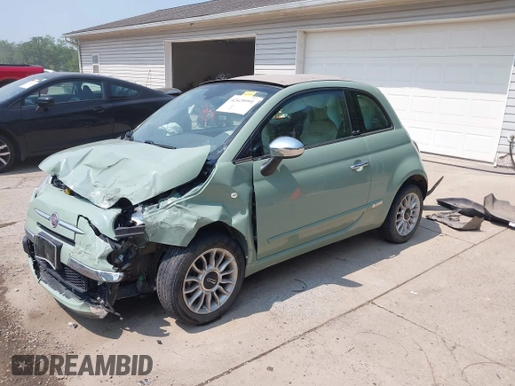 2013 FIAT 500 Lounge with VIN 3C3CFFER3DT536623, listed as a IAAI auction lot 42425991 with 87,905 mi miles and . Bid and sale history available at DreamBid. Image 2.