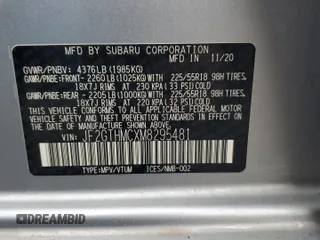 2021 Subaru Crosstrek Limited с VIN JF2GTHMCXM8295481, выставлен на аукционе Copart как лот 57092445 с пробегом 37 521 миль миль и Списание • Salvage title. История ставок и продаж доступна на DreamBid. Изображение 14.