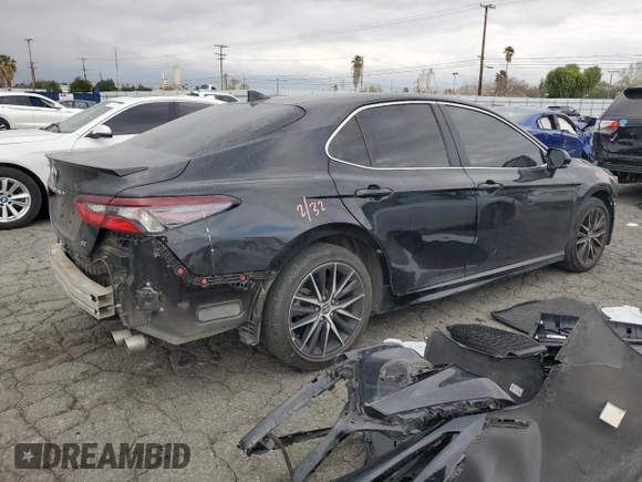 2023 Toyota Camry SE with VIN 4T1T11AK8PU170007, listed as a Copart auction lot 51019605 with 26,932 mi miles and Salvage Title. Bid and sale history available at DreamBid. Image 3.