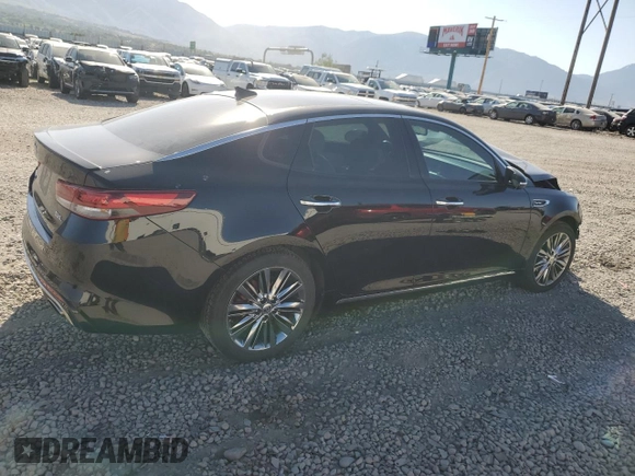 2018 Kia Optima SX with VIN 5XXGV4L26JG206377, listed as a Copart auction lot 58848385 with Not provided miles and Salvage title. Bid and sale history available at DreamBid. Image 3.
