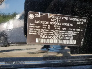 2014 BMW 3 Series 328i z VIN WBA3A5G52ENP30430, wystawiony jako Copart lot #52438795 z przebiegiem 87 771 mil mil oraz Szkoda całkowita • Salvage title. Historia ofert i sprzedaży dostępna na DreamBid. Obrazek 14.