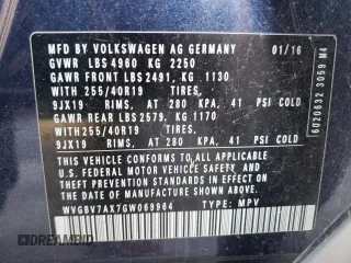 2016 Volkswagen Tiguan SE with VIN WVGBV7AX7GW069964, listed as a Copart auction lot 50357245 with 83,905 mi miles and Clean Title. Bid and sale history available at DreamBid. Image 13.