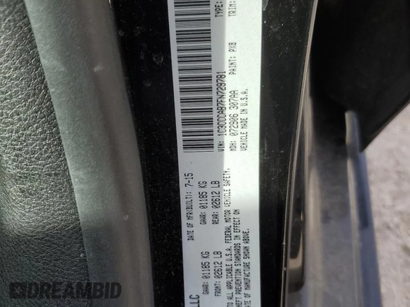 2015 Chrysler 200 Limited with VIN 1C3CCCAB7FN729781, listed as a Copart auction lot 47833635 with 80,631 mi miles and Salvage Title. Bid and sale history available at DreamBid. Image 12.