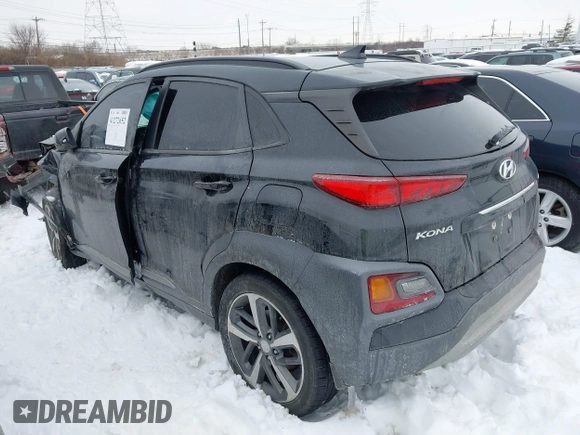 2019 Hyundai Kona Limited with VIN KM8K33A58KU240609, listed as a IAAI auction lot 41272652 with 123,045 mi miles. Bid and sale history available at carsss.com. Image 3.