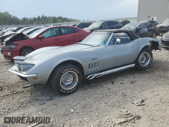 1969 Chevrolet Corvette with VIN 194679S704164, listed as a Copart auction lot 56403295 with 74,011 mi miles and Salvage title. Bid and sale history available at DreamBid. Image 1.