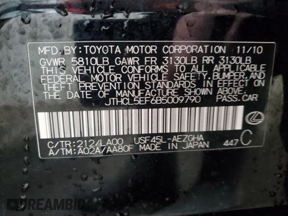 2011 Lexus LS 460 z VIN JTHCL5EF6B5009790, wystawiony jako Copart lot #43873435 z przebiegiem 172 242 mil mil oraz Szkoda całkowita • Salvage title. Historia ofert i sprzedaży dostępna na DreamBid. Obrazek 12.