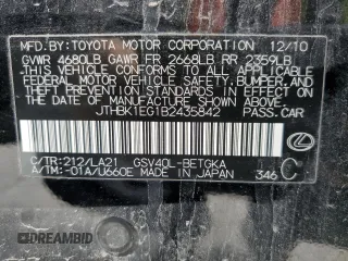 2011 Lexus ES with VIN JTHBK1EG1B2435842, listed as a Copart auction lot 51306715 with 170,902 mi miles and Salvage Title. Bid and sale history available at carsss.com. Image 12.