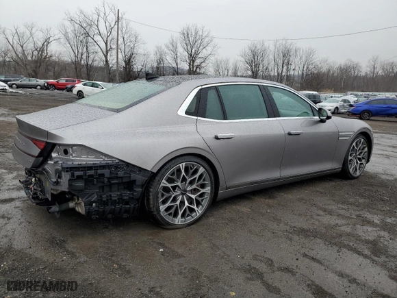 2024 Genesis G90 e-SC with VIN KMTFC4SD7RU037952, listed as a Copart auction lot 42603255 with 4,277 mi miles and Salvage Title. Bid and sale history available at carsss.com. Image 3.