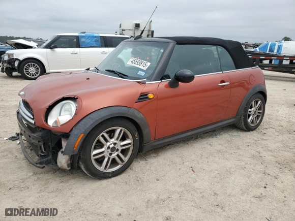 2012 MINI Cooper Convertible with VIN WMWZN3C59CT135172, listed as a Copart auction lot 45593815 with 154,477 mi miles and Salvage Title. Bid and sale history available at carsss.com. Image 1.