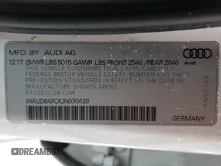 2018 Audi A6 Premium Plus with VIN WAUD8AFCXJN070429, listed as a Copart auction lot 78802064 with 61,985 mi miles and Clean Title. Bid and sale history available at carsss.com. Image 12.