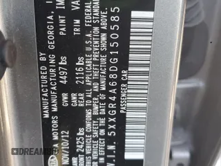 2013 Kia Optima SX with VIN 5XXGR4A68DG150585, listed as a Copart auction lot 50319635 with Not Provided miles and Non Repairable. Bid and sale history available at carsss.com. Image 12.