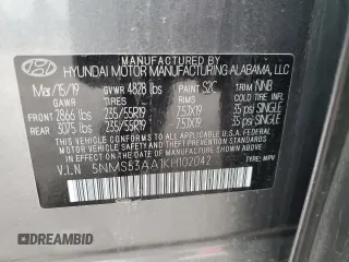 2019 Hyundai Santa Fe Ultimate with VIN 5NMS53AA1KH102042, listed as a Copart auction lot 85954374 with 23,077 mi miles and Salvage Title. Bid and sale history available at carsss.com. Image 13.