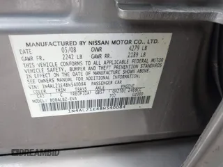 2008 Nissan Altima 2.5 z VIN 1N4AL21E48N540084, wystawiony jako IAAI lot #42303017 z przebiegiem Nie podano mil oraz . Historia ofert i sprzedaży dostępna na DreamBid. Obrazek 9.