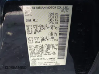 2017 Nissan Frontier SV with VIN 1N6DD0ER4HN770601, listed as a IAAI auction lot 41805944 with 67,765 mi miles and . Bid and sale history available at DreamBid. Image 9.