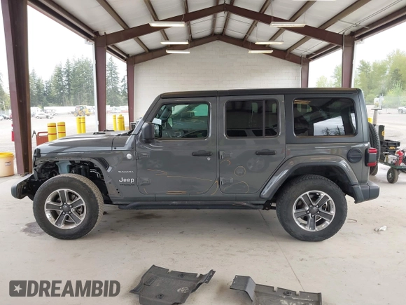 2019 Jeep Wrangler Unlimited Sahara with VIN 1C4HJXEN0KW540591, listed as a IAAI auction lot 42076235 with 41,016 mi miles and . Bid and sale history available at DreamBid. Image 15.