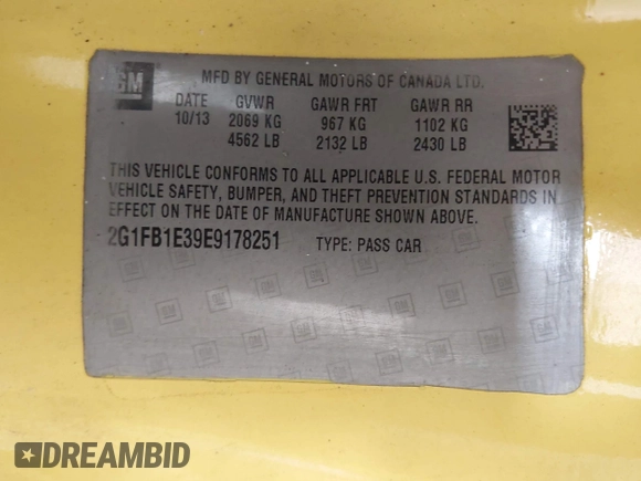 2014 Chevrolet Camaro LT z VIN 2G1FB1E39E9178251, wystawiony jako IAAI lot #42364608 z przebiegiem 161 435 mil mil oraz . Historia ofert i sprzedaży dostępna na DreamBid. Obrazek 9.