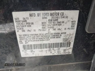 2015 Ford Edge Titanium with VIN 2FMTK4K93FBB61357, listed as a IAAI auction lot 41349092 with 290,055 mi miles. Bid and sale history available at carsss.com. Image 9.