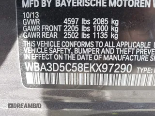2014 BMW 3 Series 328d xDrive with VIN WBA3D5C58EKX97290, listed as a IAAI auction lot 40453599 with Not Provided miles. Bid and sale history available at carsss.com. Image 9.