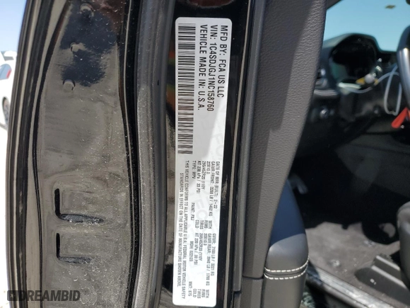 2022 Dodge Durango SRT 392 with VIN 1C4SDJGJ1NC158760, listed as a Copart auction lot 51777745 with 59,879 mi miles and Salvage Title. Bid and sale history available at carsss.com. Image 13.