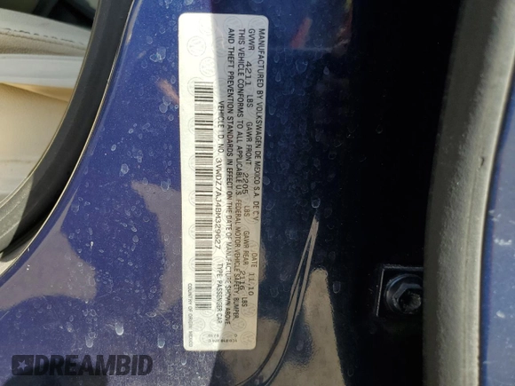 2011 Volkswagen Jetta SE с VIN 3VWDZ7AJ4BM329627, выставлен на аукционе Copart как лот 73354564 с пробегом 83 875 миль миль и Списание • Salvage title. История ставок и продаж доступна на DreamBid. Изображение 12.