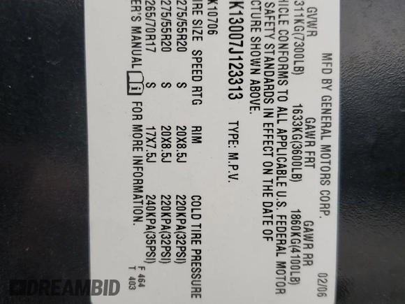 2007 GMC Yukon SLE z VIN 1GKFK13007J123313, wystawiony jako Copart lot #53509995 z przebiegiem Nie podano mil oraz Szkoda całkowita • Salvage title. Historia ofert i sprzedaży dostępna na DreamBid. Obrazek 12.