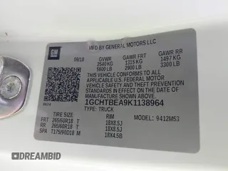 2019 Chevrolet Colorado 4WD Work Truck z VIN 1GCHTBEA9K1138964, wystawiony jako IAAI lot #41899060 z przebiegiem 99 566 mil mil oraz . Historia ofert i sprzedaży dostępna na DreamBid. Obrazek 9.