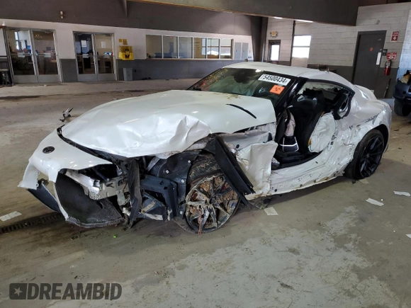 2023 Toyota GR Supra 3.0 with VIN WZ1DB0G08PW058285, listed as a Copart auction lot 54500434 with 0 mi miles and Salvage Title. Bid and sale history available at carsss.com. Image 1.