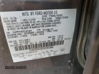 2007 Ford Five Hundred SEL z VIN 1FAFP24107G105360, wystawiony jako Copart lot #54726665 z przebiegiem 211 196 mil mil oraz Szkody całkowita. Historia ofert i sprzedaży dostępna na DreamBid. Obrazek 12.