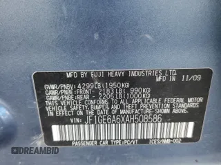 2010 Subaru Impreza i z VIN JF1GE6A6XAH508586, wystawiony jako Copart lot #57471725 z przebiegiem 162 178 mil mil oraz Szkoda całkowita • Salvage title. Historia ofert i sprzedaży dostępna na DreamBid. Obrazek 12.