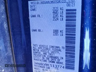 2023 Nissan Maxima SV z VIN 1N4AA6CV9PC513774, wystawiony jako Copart lot #54194405 z przebiegiem 6 766 mil mil oraz Szkoda całkowita • Salvage title. Historia ofert i sprzedaży dostępna na DreamBid. Obrazek 12.