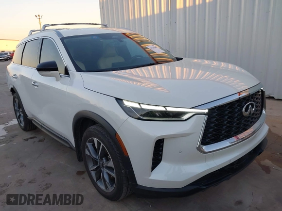 2024 Infiniti QX60 Luxe with VIN 5N1DL1FRXRC335701, listed as a IAAI auction lot 41243510 with 13,462 mi miles and . Bid and sale history available at DreamBid. Image 1.