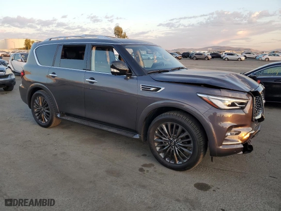 2022 Infiniti QX80 PREMIUM SELECT with VIN JN8AZ2AD7N9870102, listed as a Copart auction lot 74928464 with 27,572 mi miles and Salvage Title. Bid and sale history available at carsss.com. Image 4.