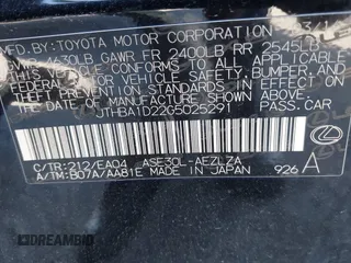 2016 Lexus IS 200t with VIN JTHBA1D22G5025291, listed as a IAAI auction lot 42310741 with 98,898 mi miles and . Bid and sale history available at DreamBid. Image 9.