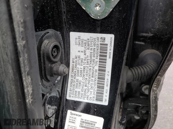 2019 Honda Civic Si z VIN 2HGFC1E57KH707186, wystawiony jako Copart lot #47939055 z przebiegiem Nie podano mil oraz Szkoda całkowita • Salvage title. Historia ofert i sprzedaży dostępna na DreamBid. Obrazek 12.